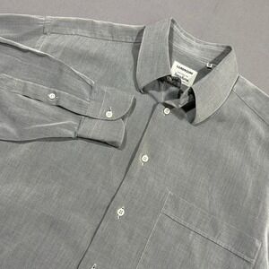 Lorenzini‎ Shirt Neiman Marcus Italian Cotton Micro Pattern Grey Mens 15.5 39 R
